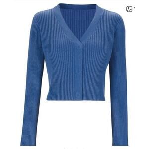 NWT Cabi Slim Rib Cardigan Periwinkle Blue Spring 2022 Cotton Size Large